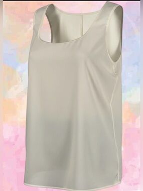 ANNE KLEIN Ivory Lined Sleeveless Scoop Neck Tank/Blouse Video
